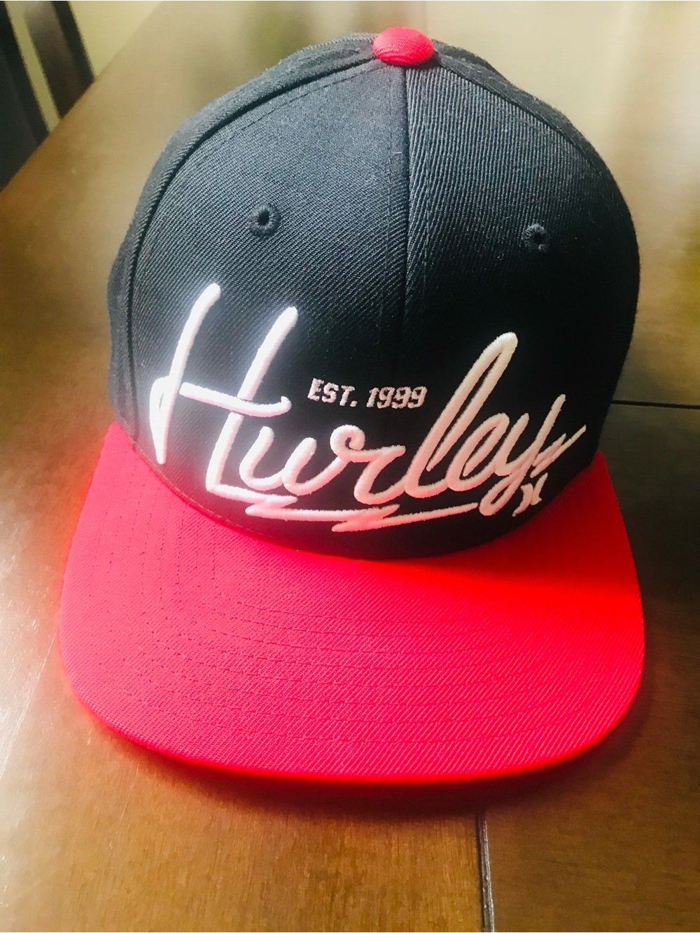 Hurley Black and Red Script Snapback Hat